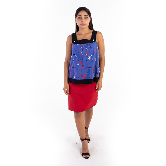 SONIA BY SONIA RYKIEL BLACK, DARK BLUE, RED, WHITE BLOUSE | WOMENS SIZE M - Picture 1 of 5